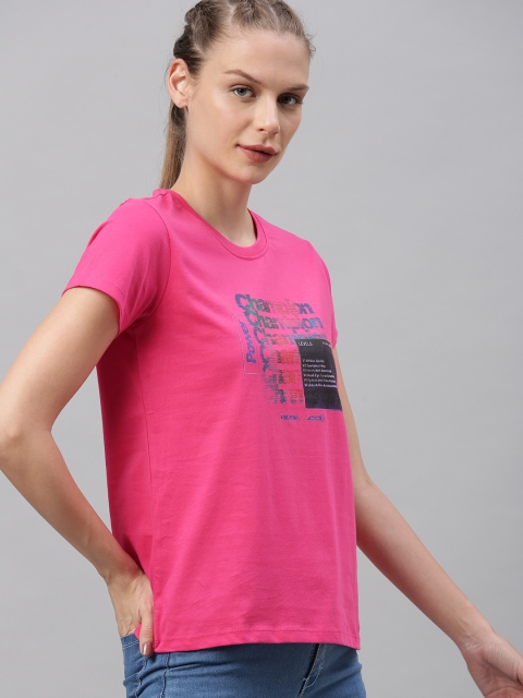 

HRX by Hrithik Roshan Women Pink Typographic Bio-Wash Antimicrobial Lifestyle Pure Cotton T-shirt