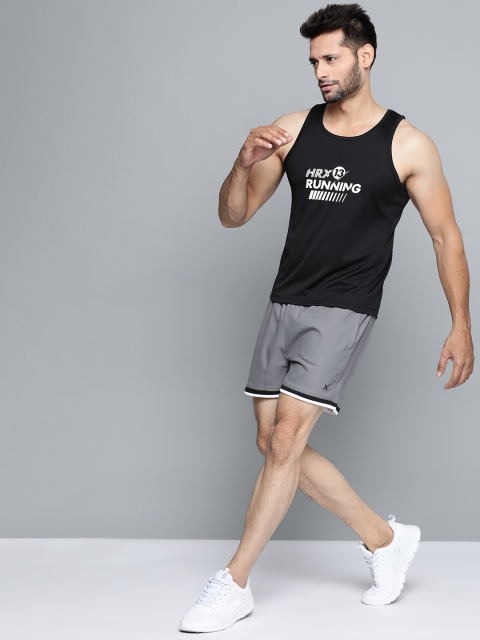 

HRX by Hrithik Roshan Men Jet Black Printed Rapid-Dry Antimicrobial Running Tank