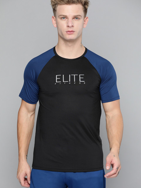 

HRX by Hrithik Roshan Men Jet Black & Mazarine Antimicrobial Rapid-Dry Training T-shirt