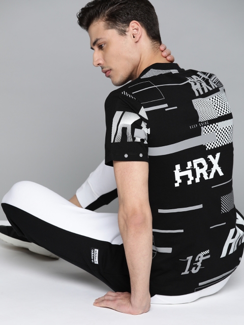 

HRX by Hrithik Roshan Men Jet Black Back Printed Bio-Wash Antimicrobial Lifestyle T-shirt