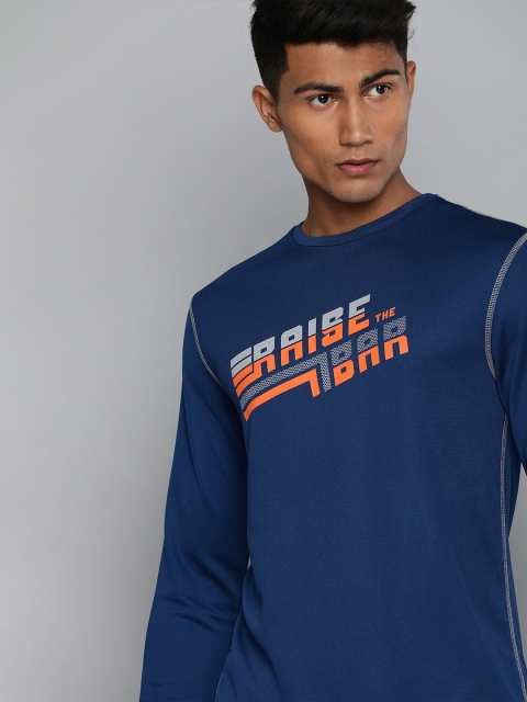 

HRX by Hrithik Roshan Men Blue Printed Round Neck T-shirt