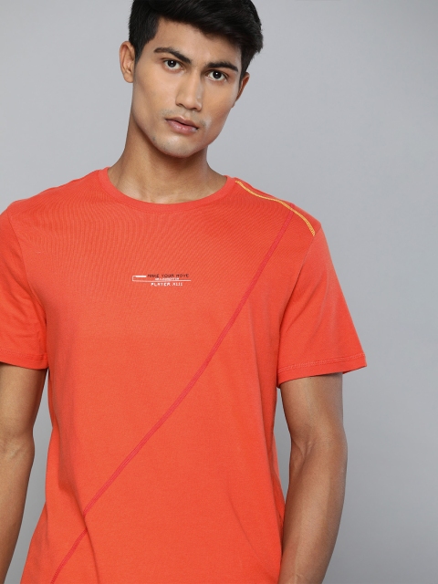 

HRX by Hrithik Roshan Men Orange Solid Bio-Wash Antimicrobial Lifestyle T-shirt