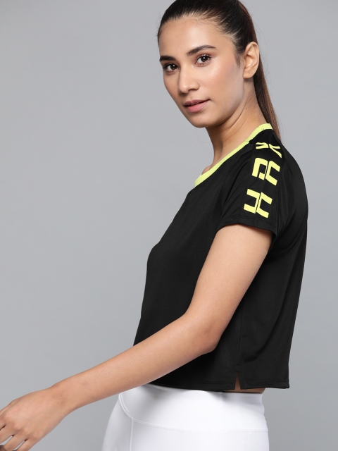 

HRX by Hrithik Roshan Women Jet Black Solid Bio-Wash Training T-shirt