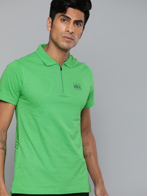 

HRX by Hrithik Roshan Men Kelly Green Brand Carrier Bio-Wash Antimicrobial T-shirt