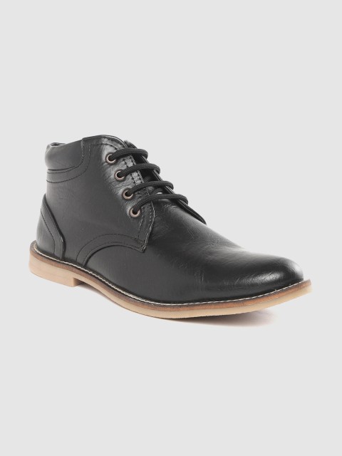 

Roadster Men Black Solid Mid-Top Derbys