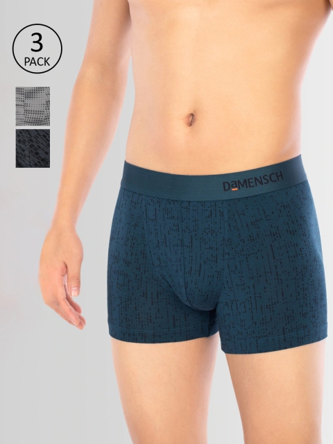 

DaMENSCH Men DEO-SOFT Deodorizing Micro Modal Printed Trunks DAM-PRIN-T-DS-MB-HG-PACK-3-MIX, Grey