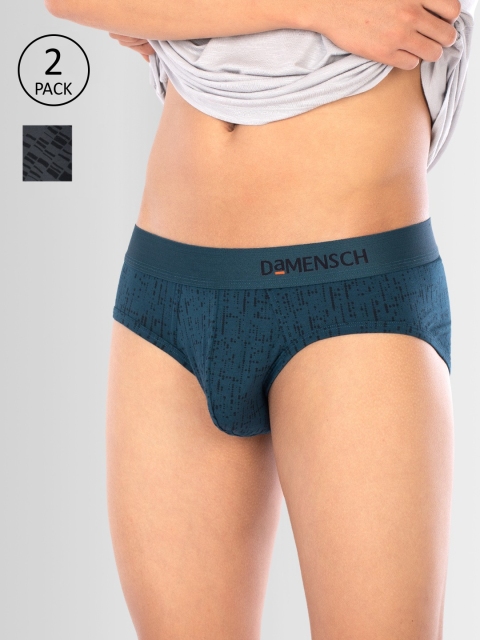 

DaMENSCH Men DEO-SOFT Deodorizing Micro Modal Printed Briefs DAM-PRIN-B-MB-HG-PACK-2-MIX, Navy blue