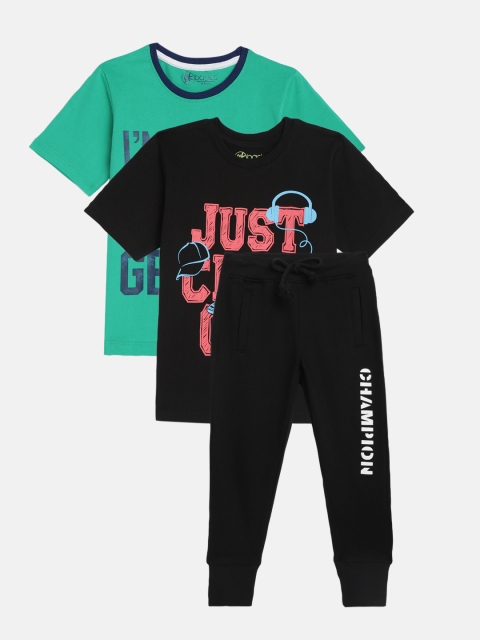 

YK Basics Boys Black Printed Clothing Set