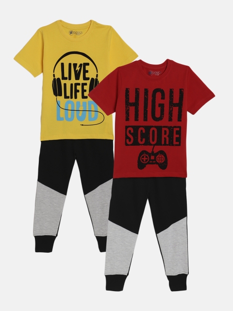 

YK Basics Boys Multicoloured Pack of 2 Printed Tshirt & Joggers, Multi