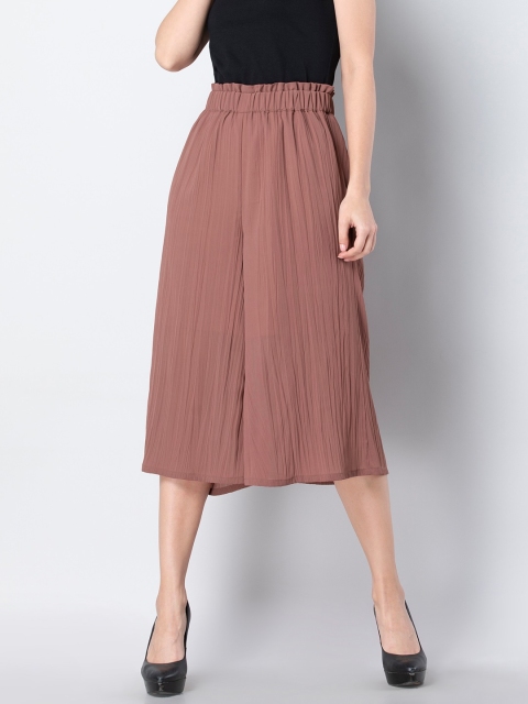 

FabAlley Women Brown Flared Solid Culottes