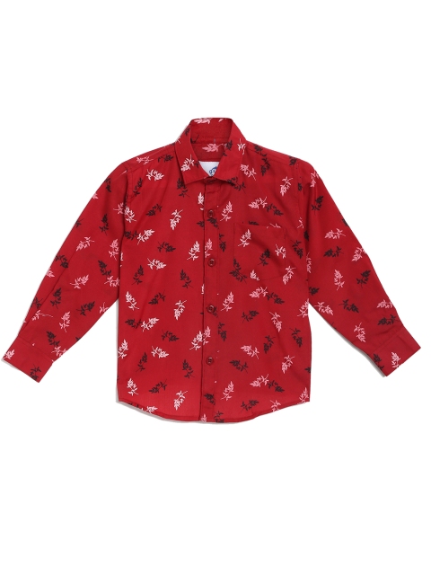 

Kidling Boys Maroon & Black Regular Fit Printed Casual Shirt
