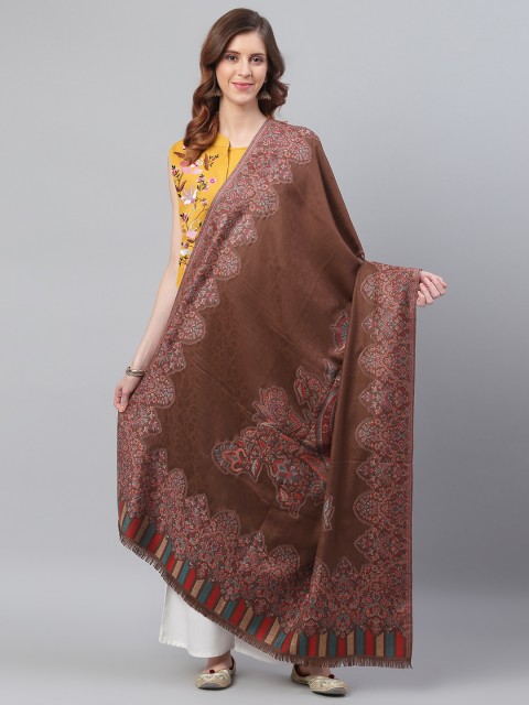 

WEAVERS VILLA Women Brown & Pink Woven Design Shawl