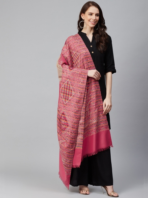 

WEAVERS VILLA Women Pink & Beige Woven Design Shawl