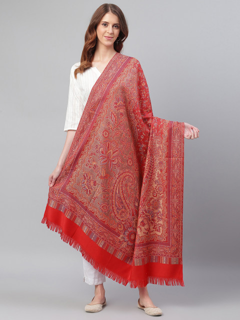 

WEAVERS VILLA Women Red & Beige Woven Design Shawl