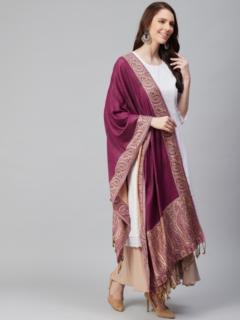 

WEAVERS VILLA Women Magenta Solid Stole
