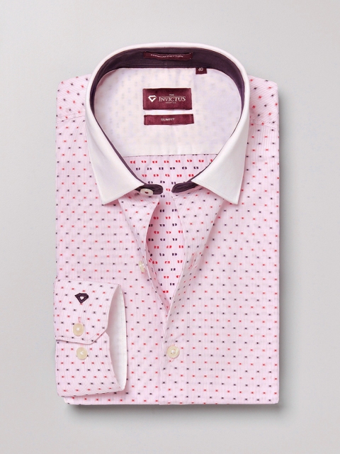 

INVICTUS Pink Self Design Slim Fit Formal Shirt