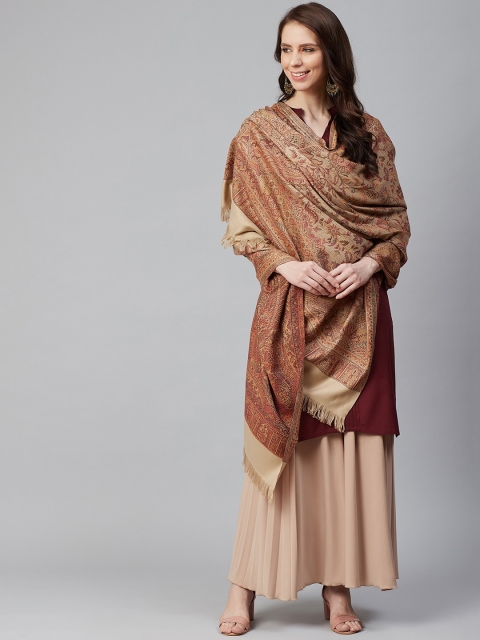 

WEAVERS VILLA Women Beige & Brown Woven Design Shawl