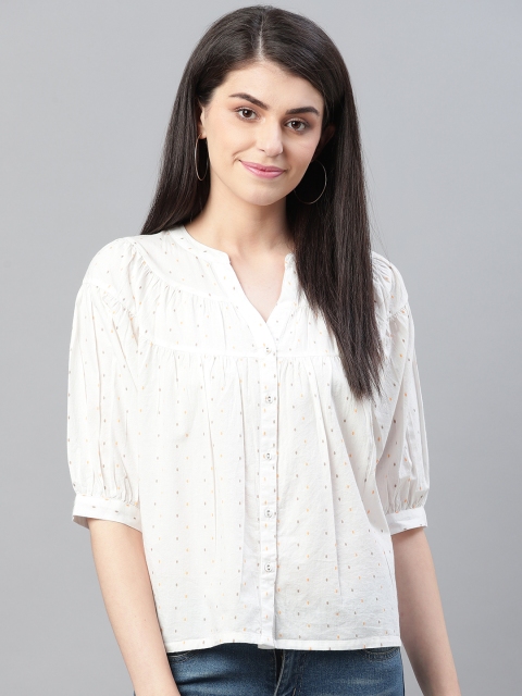 

Marks & Spencer Women White Ditsy Print Shirt Style Top