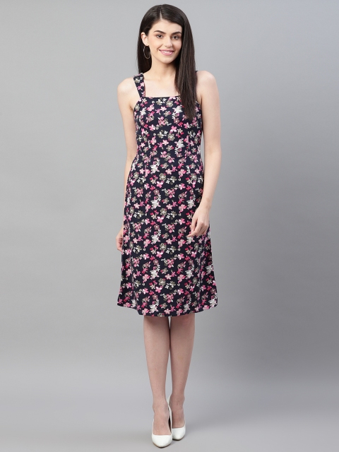 

Marks & Spencer Women Navy Blue & Pink Floral Print A-Line Dress