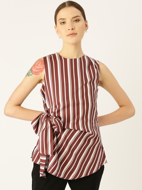 

COVER STORY Women Brown & White Striped Top