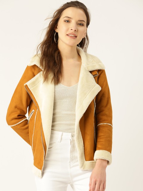 

COVER STORY Women Mustard Yellow Solid Suede Finish Asymmetric Closure Tailored Jacket