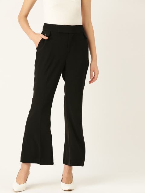 

COVER STORY Women Black Regular Fit Solid Bootcut Trousers