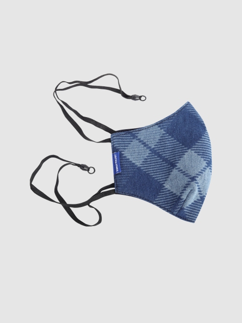 

Jack & Jones Men Blue Checked 3-Ply Protective Reusable Mask