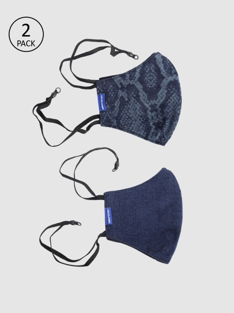 

Jack & Jones Men 2 Pcs 3-Ply Reusable Cloth Masks, Blue