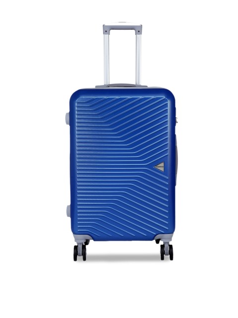 

Teakwood Leathers Unisex Blue Textured Hard-Sided Medium Trolley Suitcase