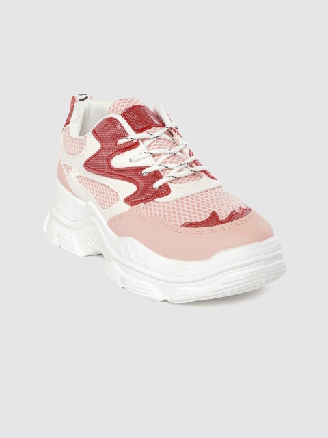 

Lavie Women Pink Woven Design Flatform Sneakers With Shimmer Detail