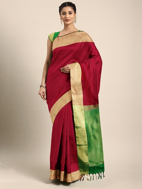 

The Chennai Silks Maroon Pure Silk Solid Kanjeevaram Saree
