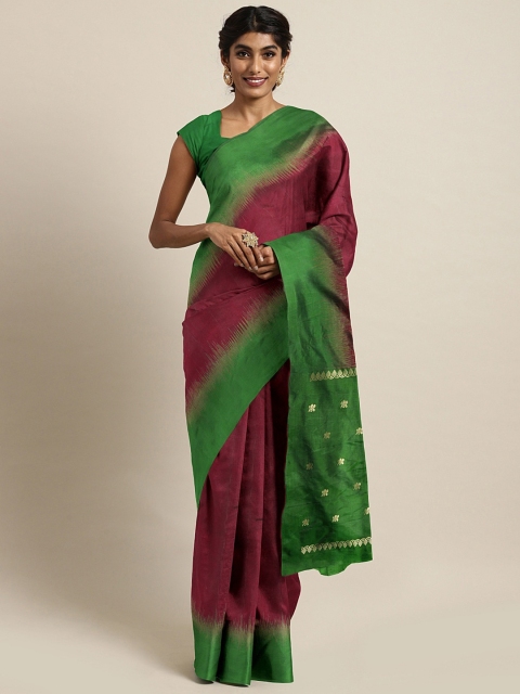 

The Chennai Silks Maroon Pure Silk Solid Handloom Kanjeevaram Saree