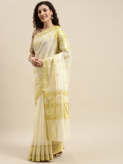 

The Chennai Silks Off-White & Golden Zari Woven Design Kasavu Saree