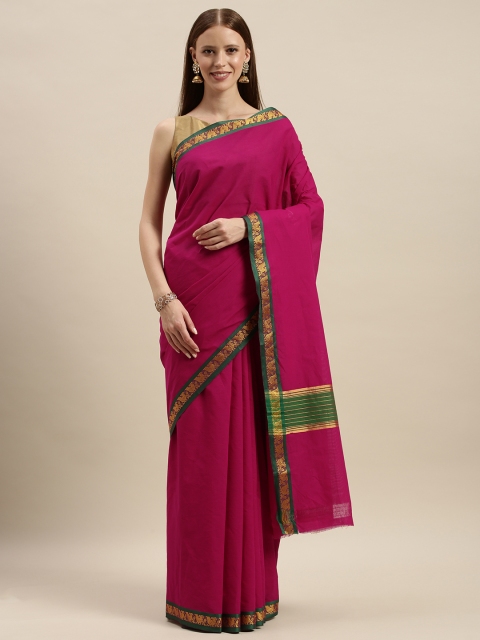 

The Chennai Silks Magenta Solid Pure Cotton Saree