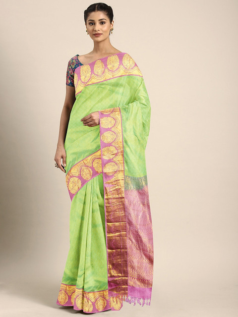 

The Chennai Silks Classicate Green Pure Silk Woven Design Kanjeevaram Saree