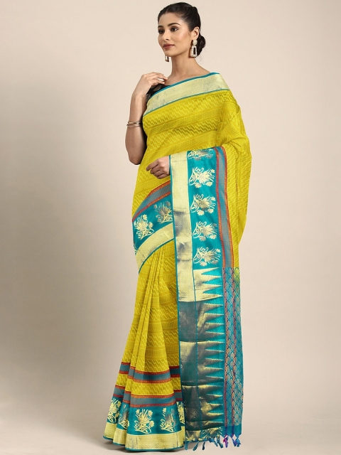 

The Chennai Silks Lime Green Pure Silk Woven Design Dharmavaram Saree