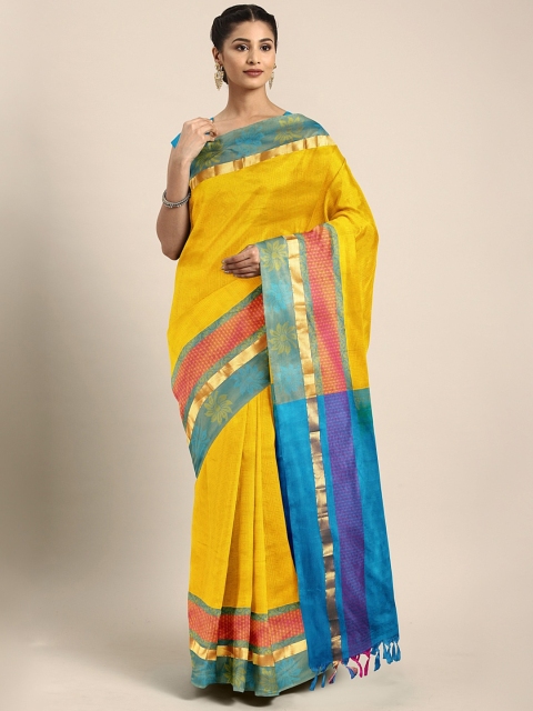 

The Chennai Silks Mustard Pure Silk Solid Dharmavaram Saree