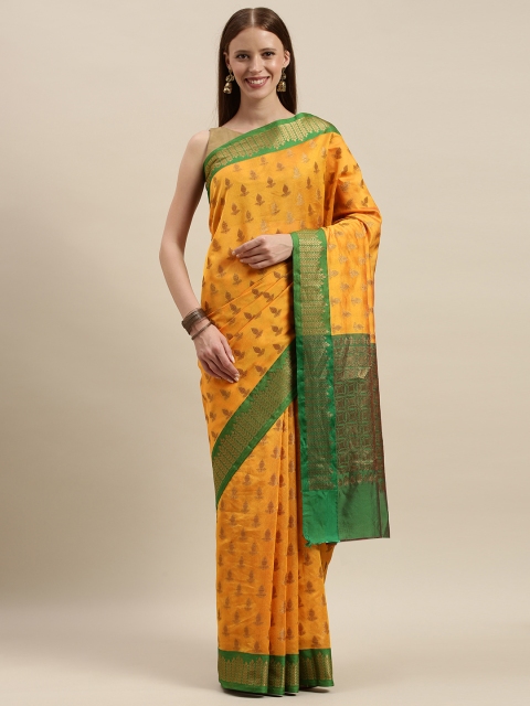 

The Chennai Silks Classicate Yellow & Green Organza Woven Design Banarasi Saree