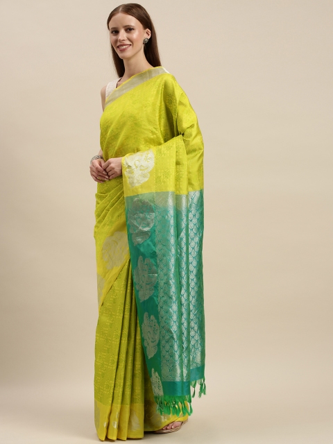 

The Chennai Silks Green & Yellow Pure Silk Woven Design Kanjeevaram Saree