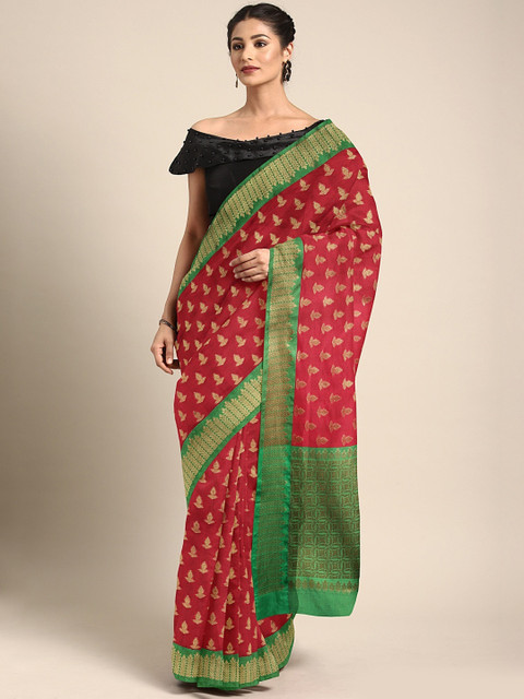 

The Chennai Silks Classicate Red & Green Organza Woven Design Saree