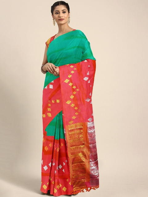

The Chennai Silks Red & Green Pure Silk Woven Design Kanjeevaram Saree