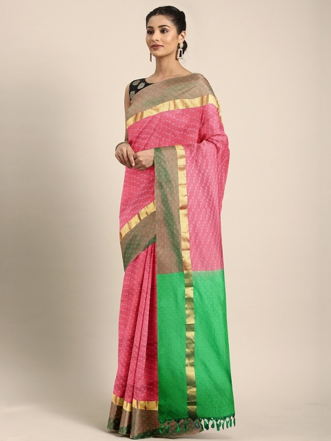 

The Chennai Silks Classicate Pink & Green Pure Silk Woven Design Dharmavaram Saree