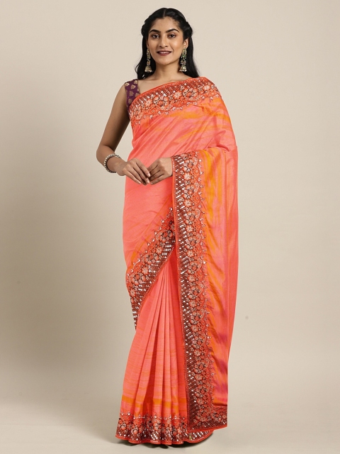 

The Chennai Silks Orange Dual-Tone Solid Saree