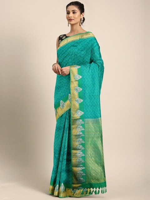 

The Chennai Silks Sea Green Pure Silk Woven Design Dharmavaram Saree