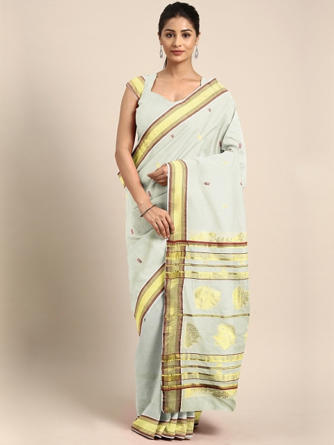 

The Chennai Silks Off-White & Gold-Toned Pure Cotton Woven Design Kasavu Saree