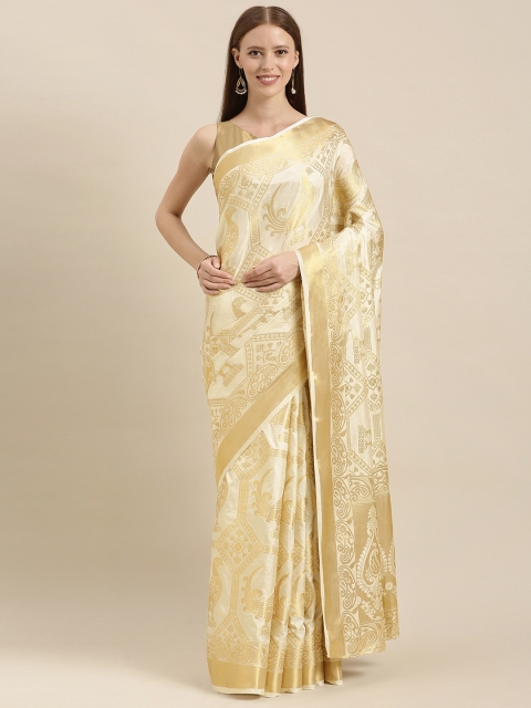 

MIMOSA Cream-Coloured Art Silk Woven Design Kasavu Saree