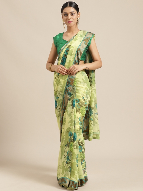 Vishal Prints Green Floral Printed Saree