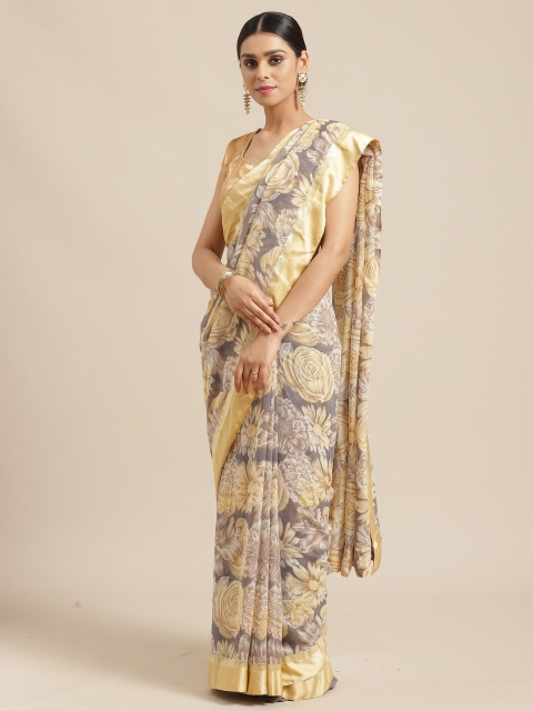 

Vishal Prints Grey & Yellow Floral Print Saree