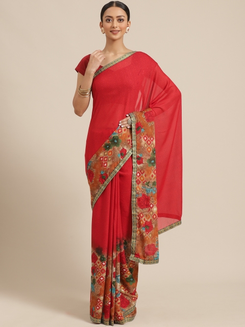 

KALINI Red Floral Printed Saree