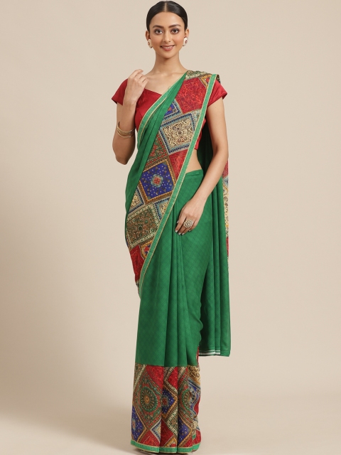 

KALINI Green Checked Saree